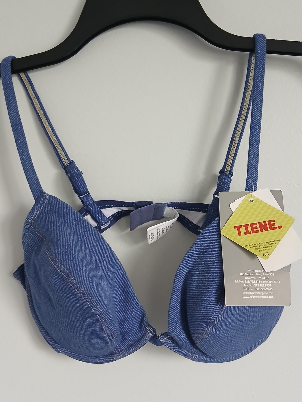 Denim-Style Padded Bra in Blue